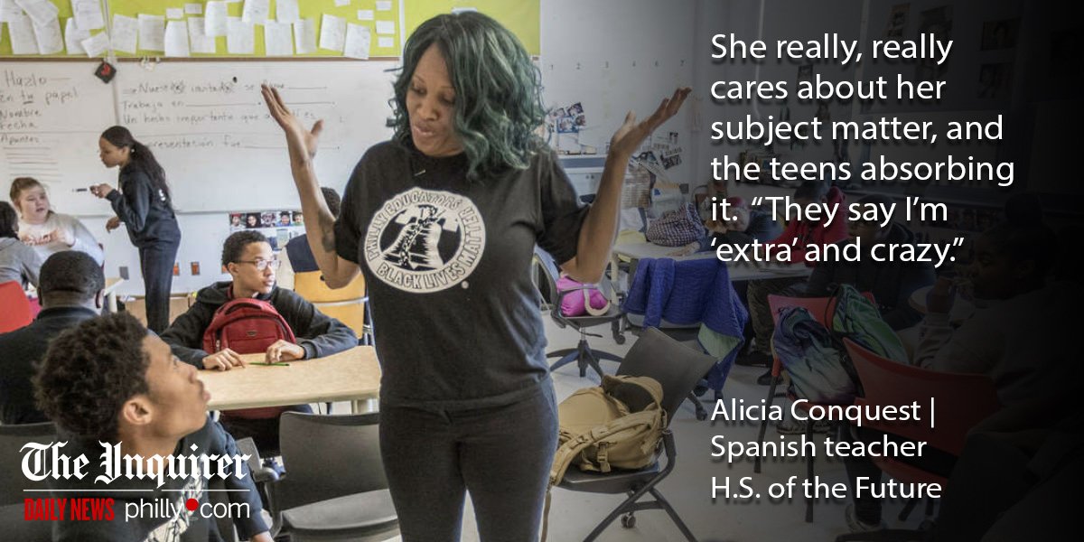 PhillyInquirer's tweet photo. 2018 #Lindback winner Alicia Conquest, Spanish teacher at High School of the Future https://t.co/MqDr0b5pBk https://t.co/0kklAdHMxa