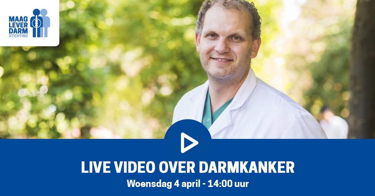 MDLFonds's tweet photo. LIVE VIDEO | Wat is jouw vraag over #darmkanker? Kijk op woensdag 4 april om 14:00 uur mee naar onze live video op de #MLDS Facebook pagina! Dr. Leon Moons gaat met ons in gesprek over de vroege opsporing van darmkanker. Stel alvast jouw vraag aan hem hieronder. https://t.co/p29V3qH46a