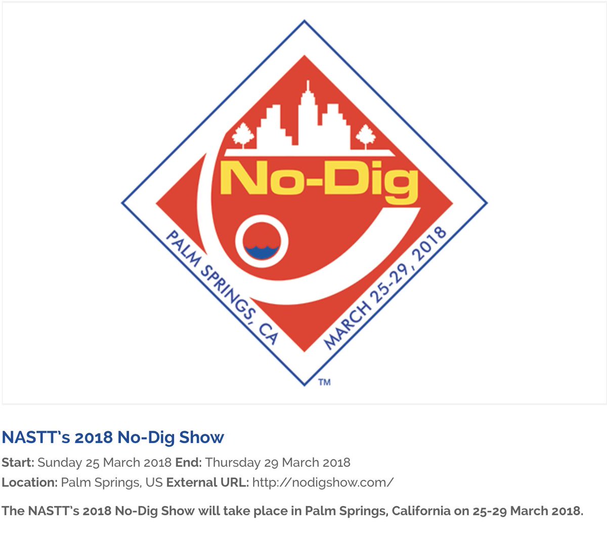 bt_construction's tweet photo. We're at the North American Society for Trenchless Technology @NoDigShowfrom March 25-29. Are you? We'll be posting images from the largest #trenchlesstechnology conference in North America soon! Visit https://t.co/6e2kUDsf0u for more info. #BTConstructionCO #NoDigShow2018 https://t.co/uK7pCedQCD