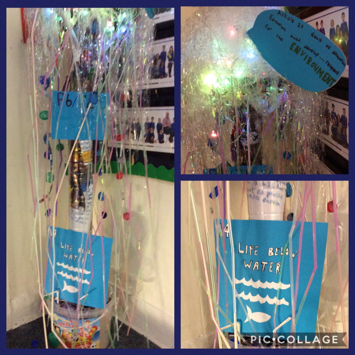 FerryhillSchoo1's tweet photo. P6/7 recycled jellyfish sculpture #respectfortheenvironment #globalgoal14 #lifebelowwater https://t.co/fZfo0kD40C