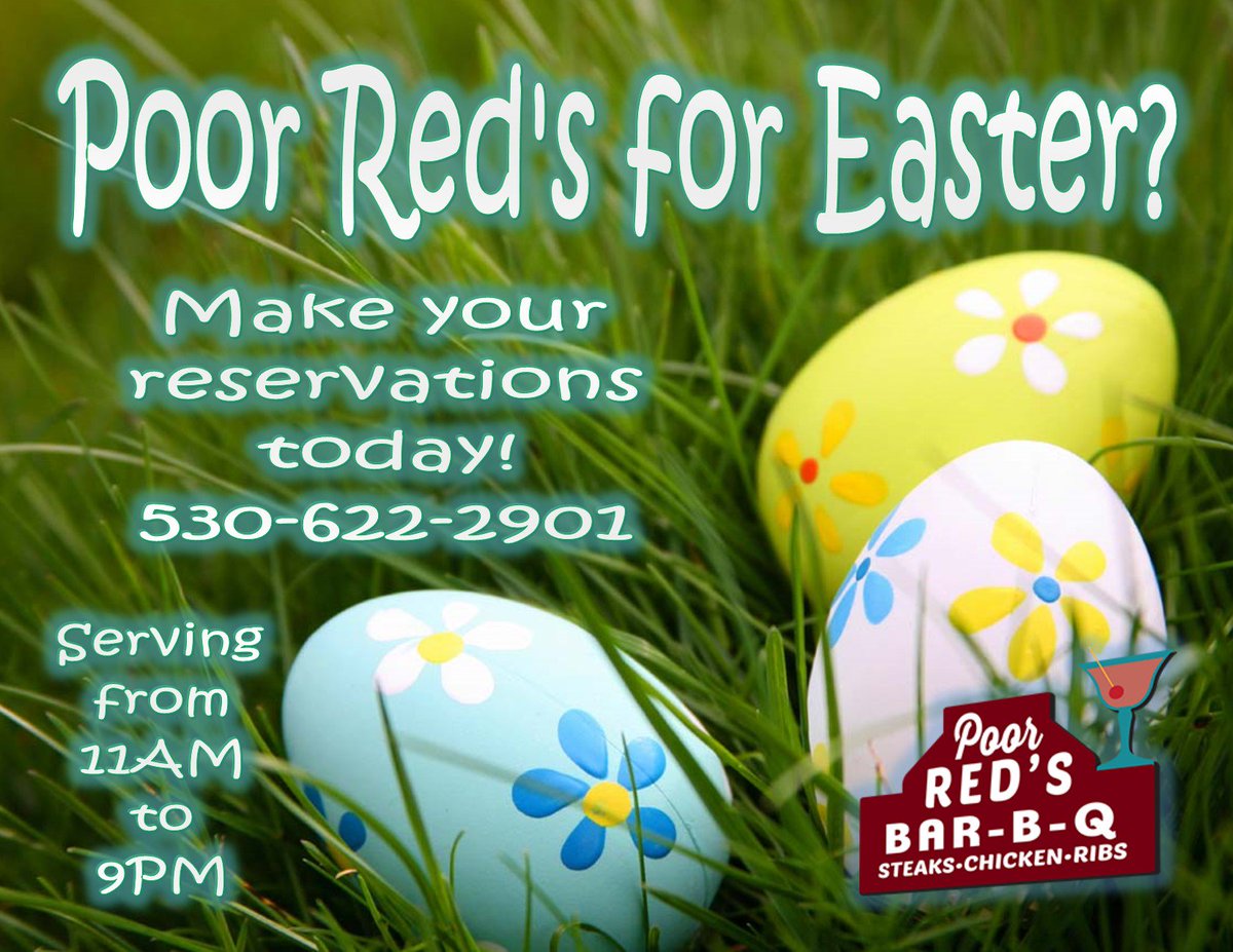 PoorReds's tweet image. The weather in El Dorado this Easter Sunday is supposed to be gorgeous. Make your reservations now, before all of the preferred times get booked up. #PoorReds #VisitElDorado #ElDoradoAuthentic #GoldCadillac