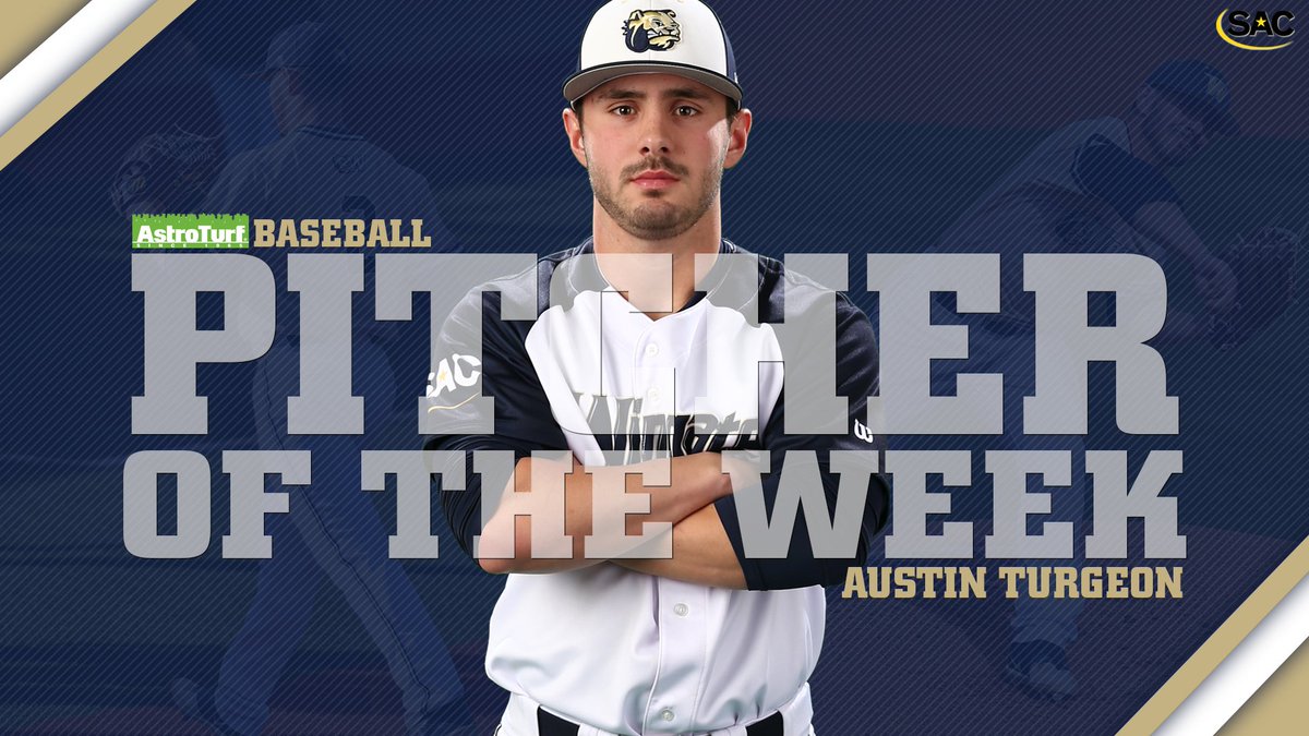Congrats to <a href="/WingateBaseball/">Wingate Baseball</a> junior Austin Turgeon! He's the AstroTurf SAC Pitcher of the Week after tossing a 3-hit shutout in Sunday's 1-0 victory over Lenoir-Rhyne!

STORY | bit.ly/2DW4hfX
#OneDog #WUBSB