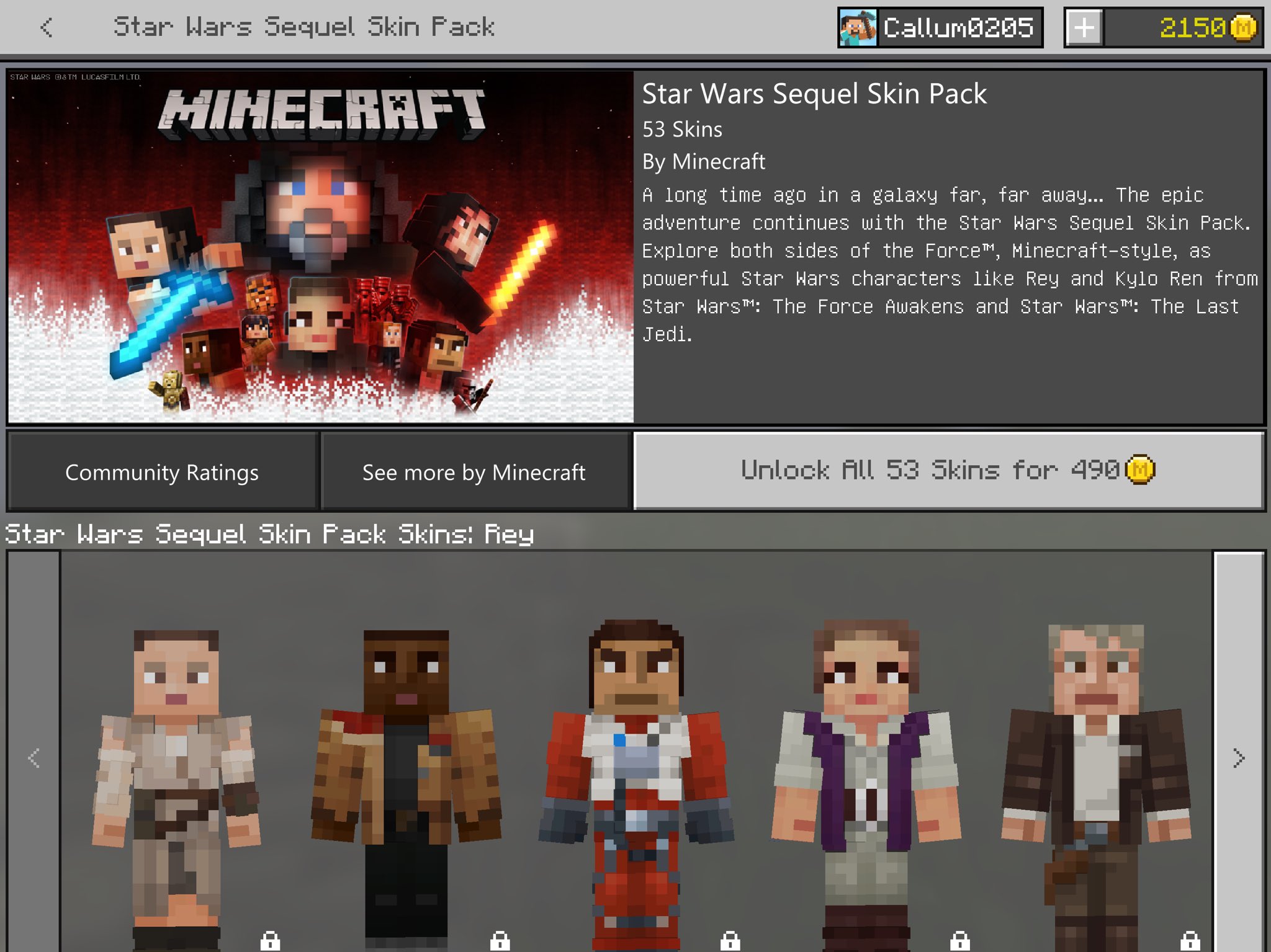 Minecraft Star Wars Sequel Skin Pack