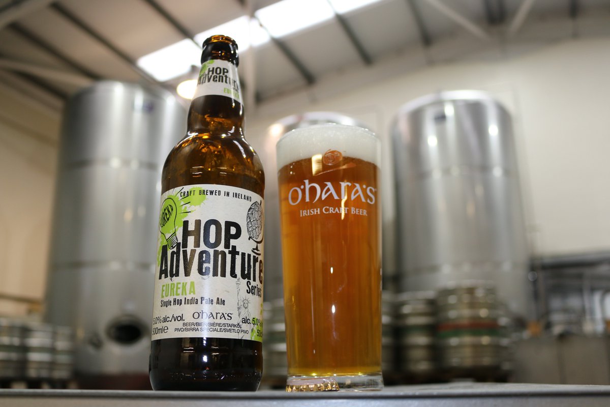 OHarasBeers's tweet photo. We're delighted to announce the fifth edition of our Hop Adventure Series. This time the focus is on an exciting hop from the US called 'Eureka'! A single hop IPA with flavours of tropical fruit, citrus, and the juicy bitterness of grapefruit. #craftbeer #hopadventure #Eureka https://t.co/03TWB3c8TV