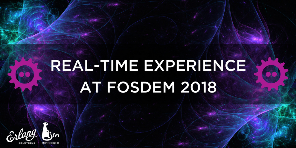 ErlangSolutions's tweet image. This year we took our chance to engage with one of the largest #OpenSource software families - by attending #FOSDEM. #MongooseIM team had loads of fun presenting their talks and meeting everyone at #XSF’s REAL-TIME LOUNGE. Learn more from our blog post bit.ly/2I8olyj