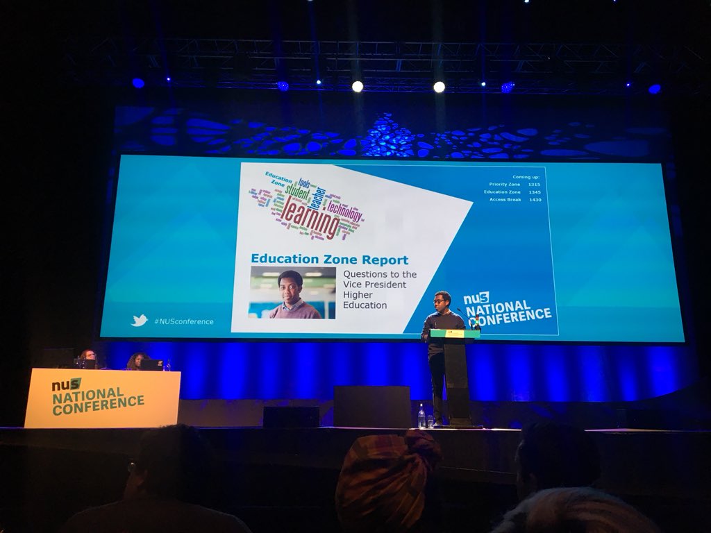 Beds_VPEquality's tweet photo. Education Zone Report: accountability videos from both @EmChapman6 (NUSFE) and @AmateyDoku (NUSHE) with questions being answered based on their work and future plans. #NUSConference https://t.co/DHLR5gORrJ