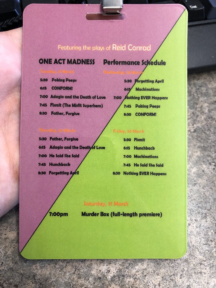 Hey! This week Titan Theatre will be presenting 9 One-Acts and 1 full-length play! All written by Mr.Conrad and directed by his Theatre 4 students! Show passes are $10 and with one you can come in any day(s) you’d like! Please come out and support Titan Theatre! 🎭🎭