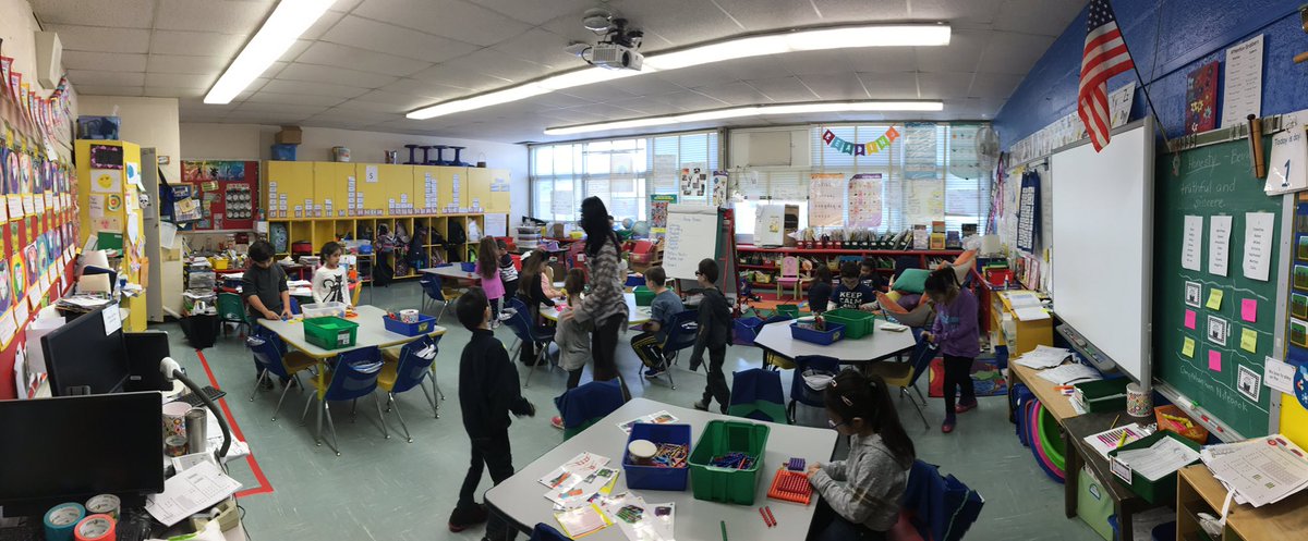 DrYannucci's tweet photo. Getting right to work in Mrs. Ortenberg’s class. #busyBoxes present tasks, play, and FUN in first grade. #obelem https://t.co/HCSzBYi4N5