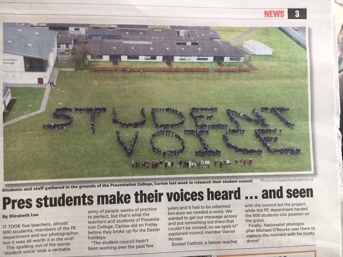Pres_Carlow's tweet photo. Student Council Launch! #800plus #voicesheard #creative #dronephotography https://t.co/DODzVZsKtI