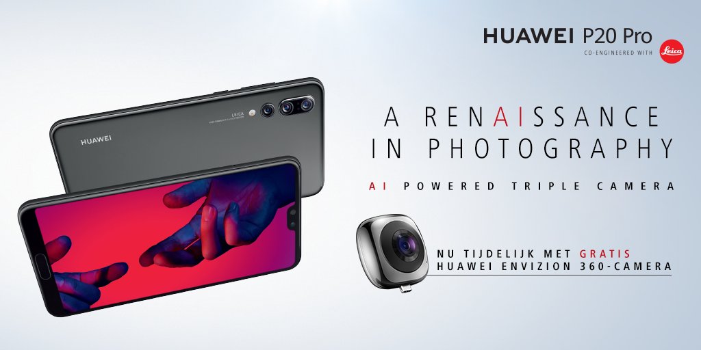HuaweiMobileNL's tweet image. Retweet &amp;amp; Win de nieuwe #HuaweiP20Pro, met triple camera, powered by AI. #RTandWin #HuaweiP20