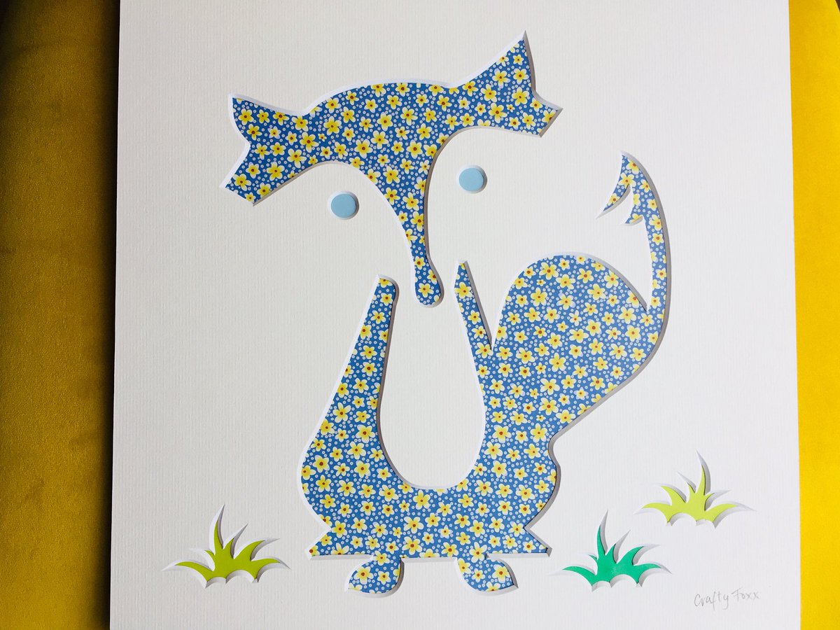 Just popped the finishing touches to this lil’beauty and the sun came out!  Come on spring you can do it!! 🌞 🦊 💐  #art #fox #Spring #bright #colourful #cutout #handmade #kidsroom #foxy