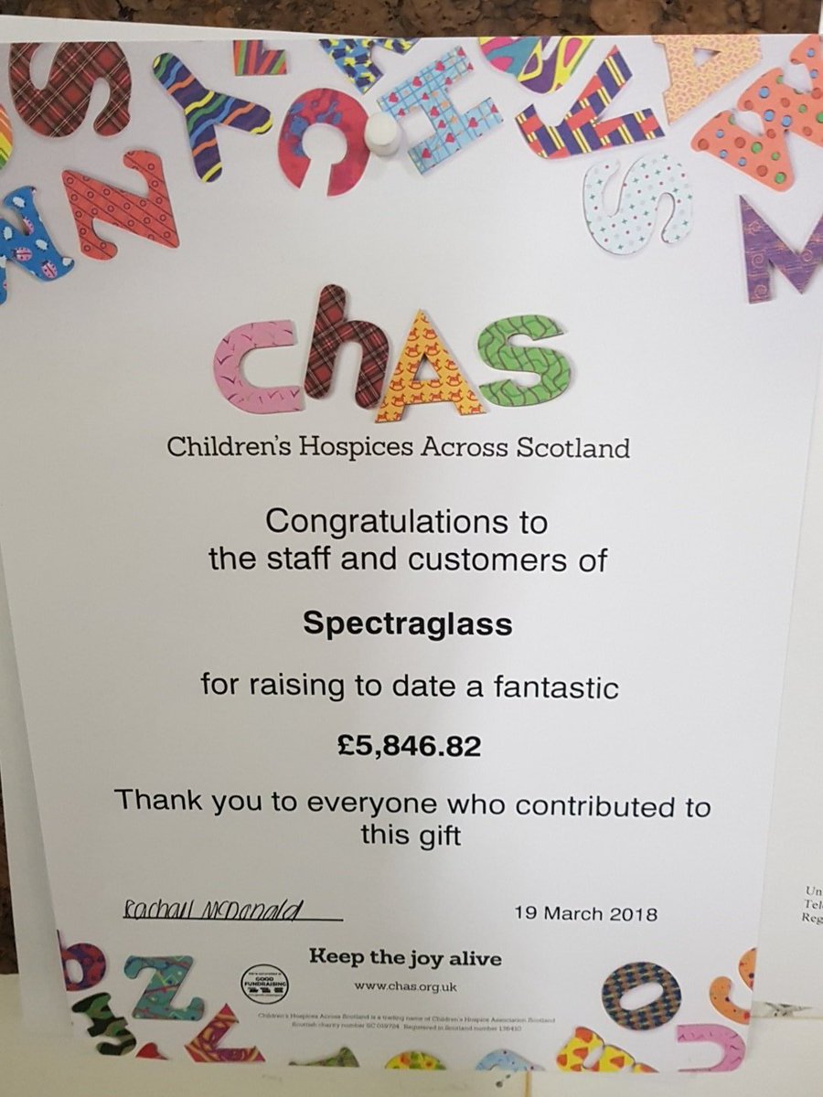 We received a lovely bit of mail today telling us of our <a href="/supportCHAS/">Children's Hospices Across Scotland</a> donations so far. We are happy to support Chas every year. Keep up the good work guys!!
