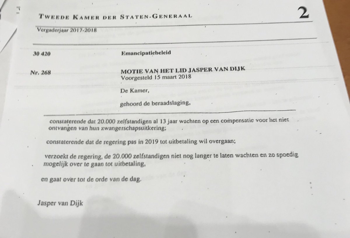 JaspervanDijkSP's tweet image. Geen steun coalitie om zsm over te gaan tot betaling compensatie ivm niet ontvangen zwangerschapsuitkering #bizar