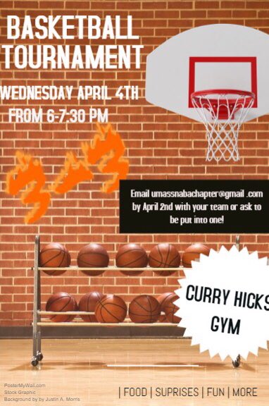 UMassNABA's tweet photo. Basketball tournament coming up! NEXT Wednesday April 4th! Tag two of your friends to see if they want to make a team!! https://t.co/fSP6NINwd2