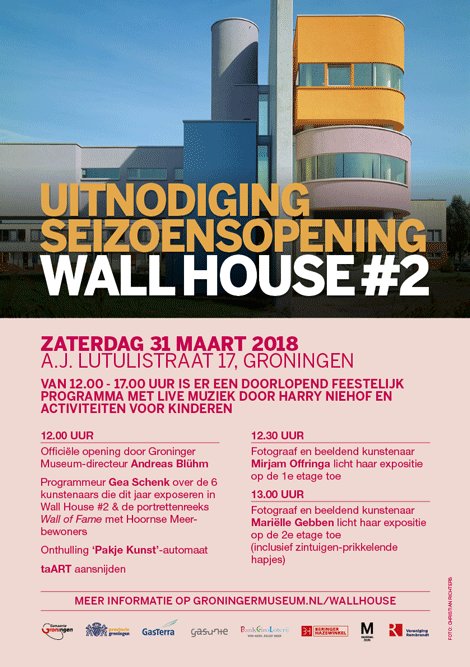 groningermuseum's tweet image. Aanstaande zaterdag is de feestelijke seizoensopening van Wall House #2 (@Wall_House) in Groningen! Kom langs, eet een gebakje en geniet van al het moois in deze architectonische parel! Zie de flyer voor het programma of kijk op groningermuseum.nl/wallhouse