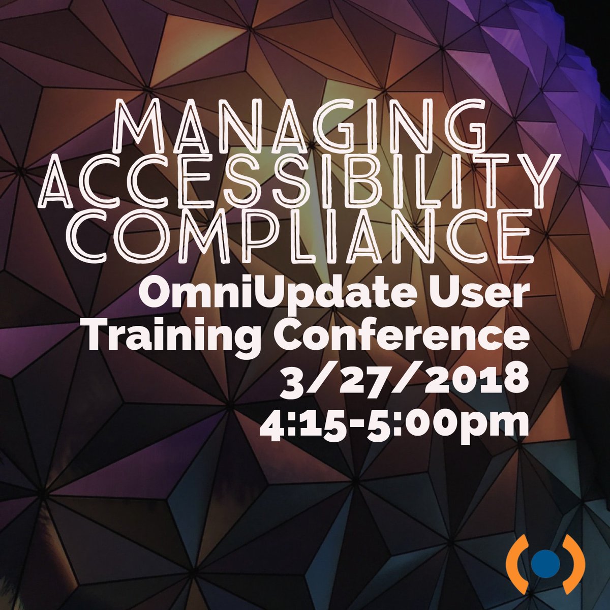 beacontec's tweet photo. We’re very excited for our accessibility seminar today at 4:15! Be sure to stop by & learn more about accessibility procedure. After the conference, be sure to fill out one of the #OmniUpdate surveys found here: https://t.co/pTL5yvaaN0
#OUTC18 #beacontech #accessibility https://t.co/gbhZaRP53T