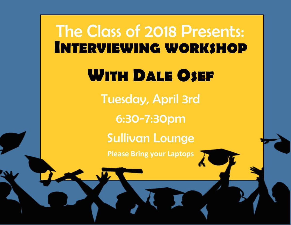 MCLA_EDU's tweet photo. April 3: Interviewing workshop. Bring your laptop! https://t.co/B6knSiMMN2