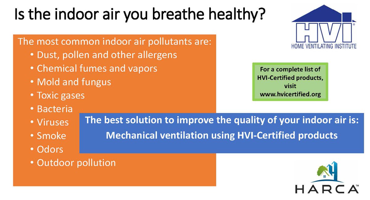 HVI_HQ's tweet photo. Is Your Air Healthy? #HVICertified #IAQ #MechanicalVentilation https://t.co/onv8QrYvLn