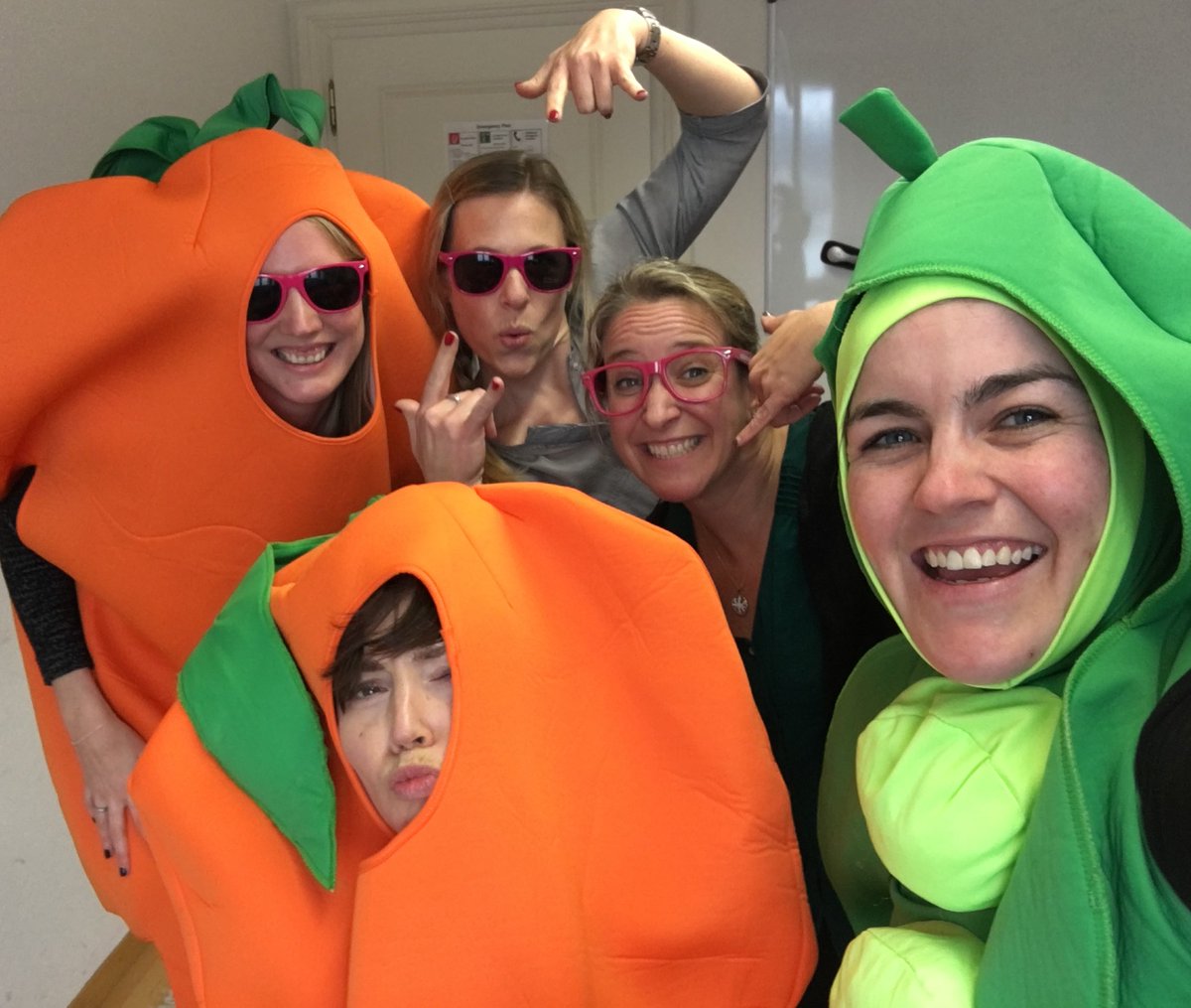 jessicaehurley's tweet photo. Some days at work we dress up vegetables and dance, all while hosting worldwide meetings @EFNorthAmerica #onlyatEF https://t.co/kKTPwNam1N