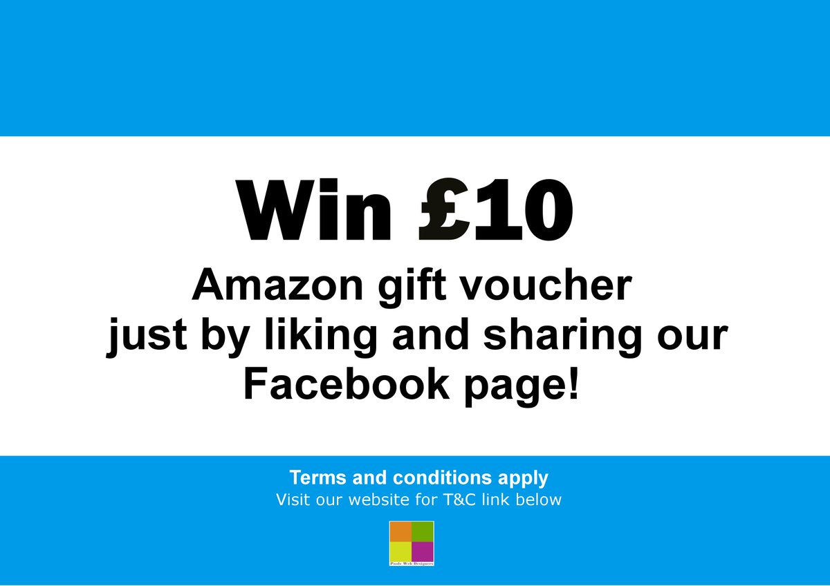 poole_webdesign's tweet image. facebook.com/poolewebdesign… 

Don&apos;t miss out on the chance to win a £10 Amazon Gift Voucher. Go to our facebook page, LIKE &amp;amp; SHARE our page!
Offer ends May 28th!