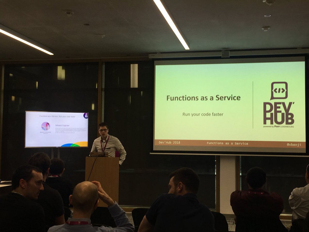 Pour conclure la #DevHub @vbenji nous parle de FaaS : Functions as a service 
@intech_lux 
#PostLuxembourg
