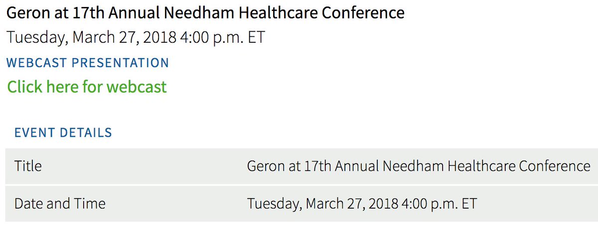 RonReblando's tweet photo. webcast, 3/27, 4pm:  $GERN at #NeedhamHealthcareConference
https://t.co/P2XMsvLIrM https://t.co/YCd68Dva6h