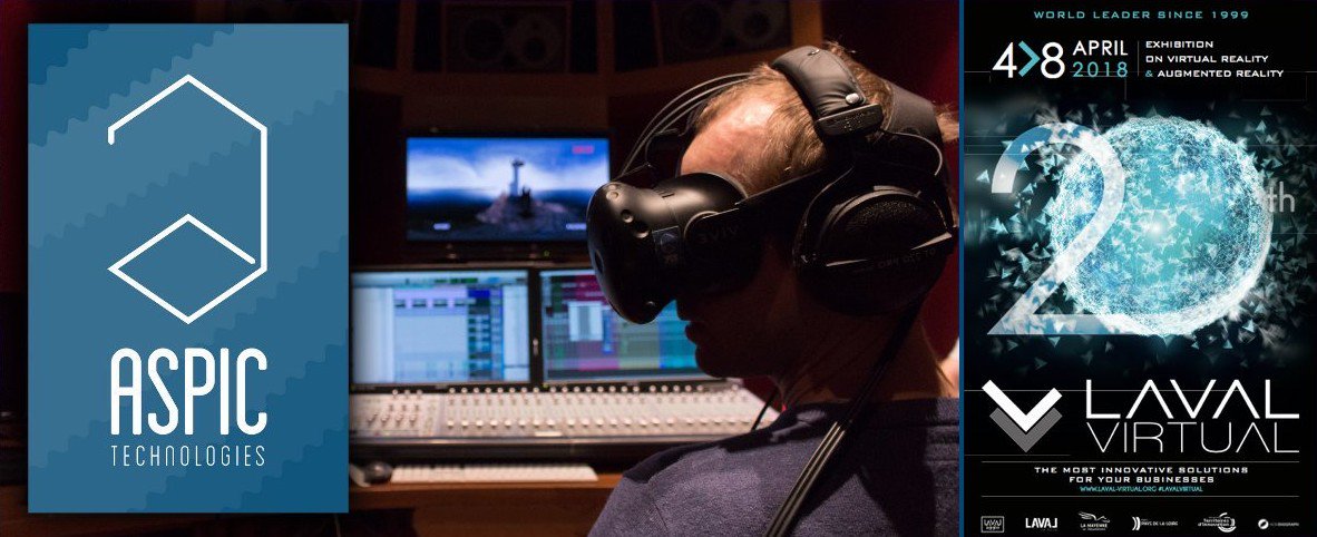 AspicTech's tweet photo. Very excited to meet you @lavalvirtual for this 20th edition. Come and check our new #VRaudio &amp; #360audio demos on booth D31 alongside other innovators from @hautsdefrance (@reviatech @holusion @plaineimages @serrenumerique) https://t.co/9qUTQ4pKW6