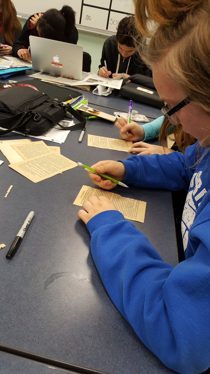 SLMesch's tweet photo. Working on some blackout poetry today in English 1! https://t.co/HjUbQ1nMax