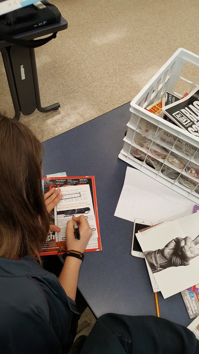 SLMesch's tweet photo. Working on some blackout poetry today in English 1! https://t.co/HjUbQ1nMax