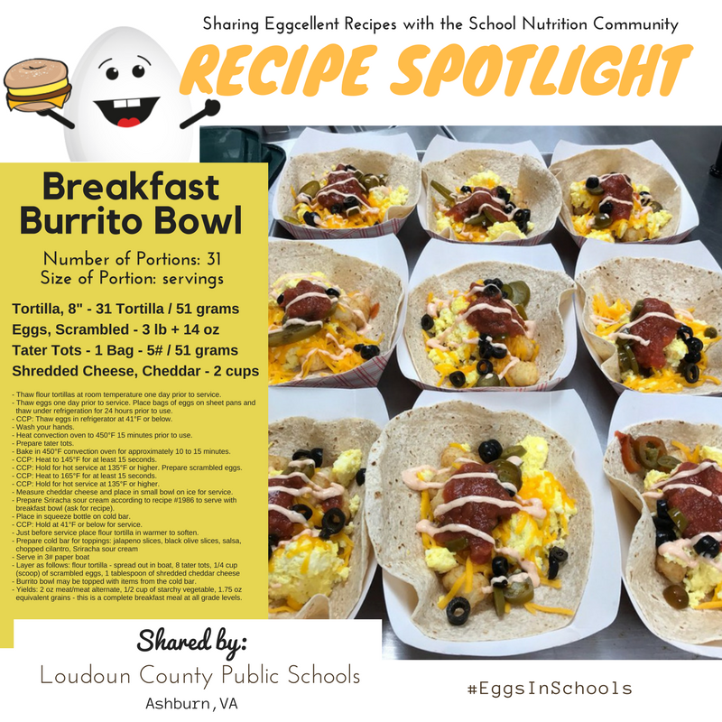 eggsinschools's tweet photo. #EggsInSchools #RecipeSpotlight ALERT 📣: ✅ out this #SchoolBreakfast Burrito Bowl from @LCPSCafe! Students can customize w/ toppings from cold bar. Go @BeyondBreakfast &amp; serve for @SchoolLunch or #Brunch4Lunch! Message @eggsinschools 4 full recipe #TryItTuesday @SchoolMealsRock https://t.co/8K4wxyYSK2