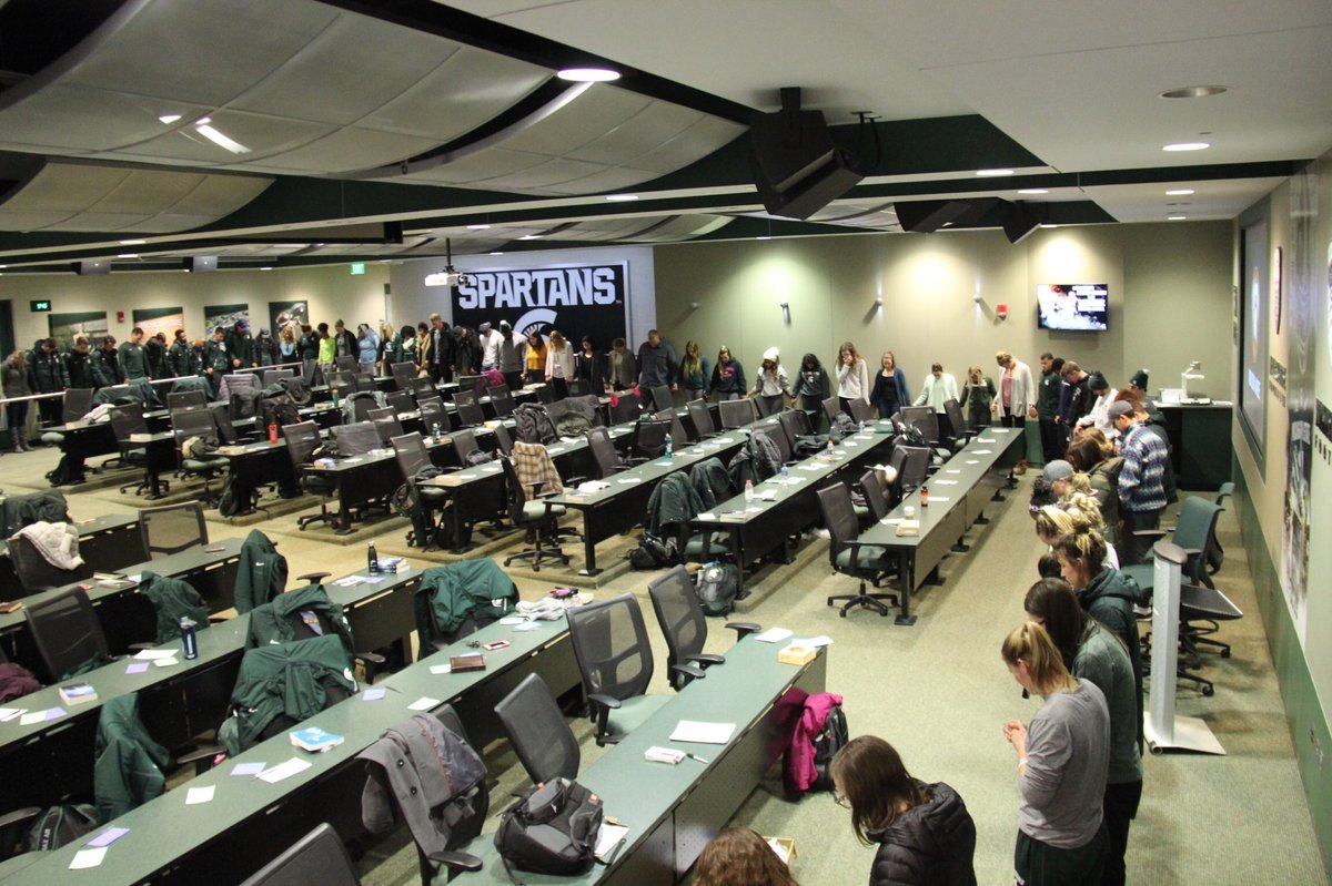 If this doesn’t show work that the Lord has been doing on this campus in the athletic department, I don’t know what does. God is working and radically changing athlete’s lives here at Michigan State. 🙏🏼💚 #GodisGood #GoGreen