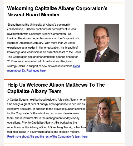 CapAlbanyCorp's tweet photo. A spring #Albany update | New investment, updates on the Albany Skyway, food tours, upcoming Lark &amp; Downtown Restaurant Weeks and more. https://t.co/DqnH0O3vL0 https://t.co/8CBqM1JcpG