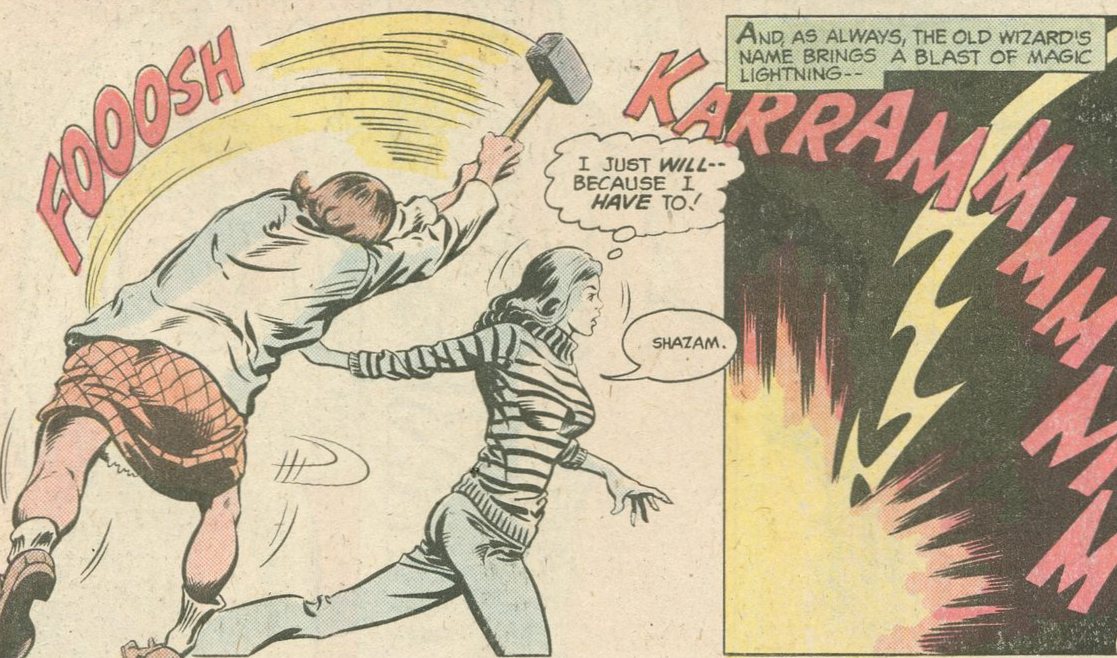 Sivare 32 マリー マーベル キャプテン マーベル スーパーガールの原型とも言われるキャラ シャザム と唱えて変身する ある話で 変身直前に石膏像にされてしまうが 完全な石化ではなく 舌が動かせる事に気付いた彼女は 間一髪変身に成功し