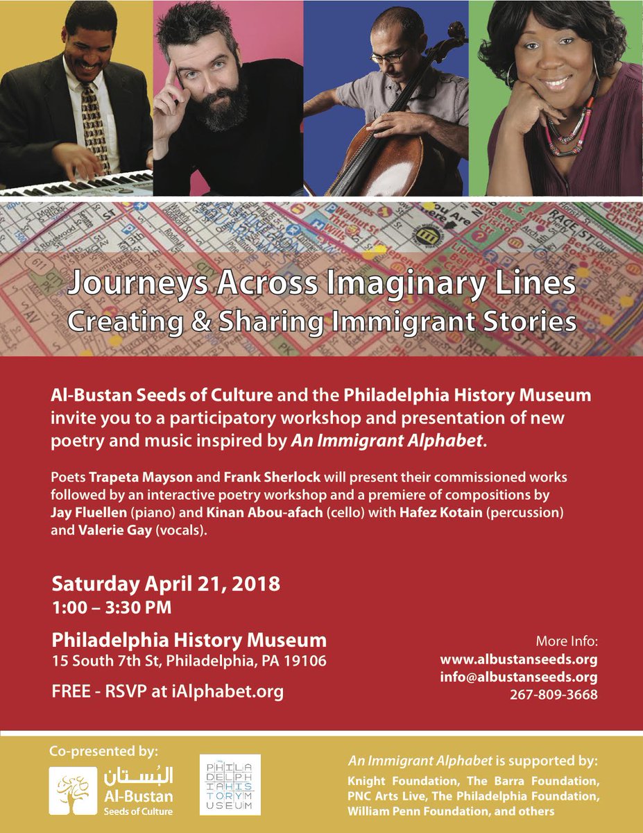 Have you heard? #iAlphabet has been extended until the end of July! Celebrate the installation with music and poetry April 21st at our "Journeys Across Imaginary Lines" event! RSVP for this FREE event here: bit.ly/2FW2n3U