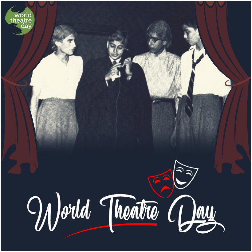 T 2756 - #WorldTheatreDay  .. Sherwood College , Nainital 1956,  School Annual play .. ' The Happiest Day's of your Life ' , a Girls School has a fire problem and  shift to the Boy's School .. and chaos !! AB on phone playing Mr Pond, Principal of the Boys School.