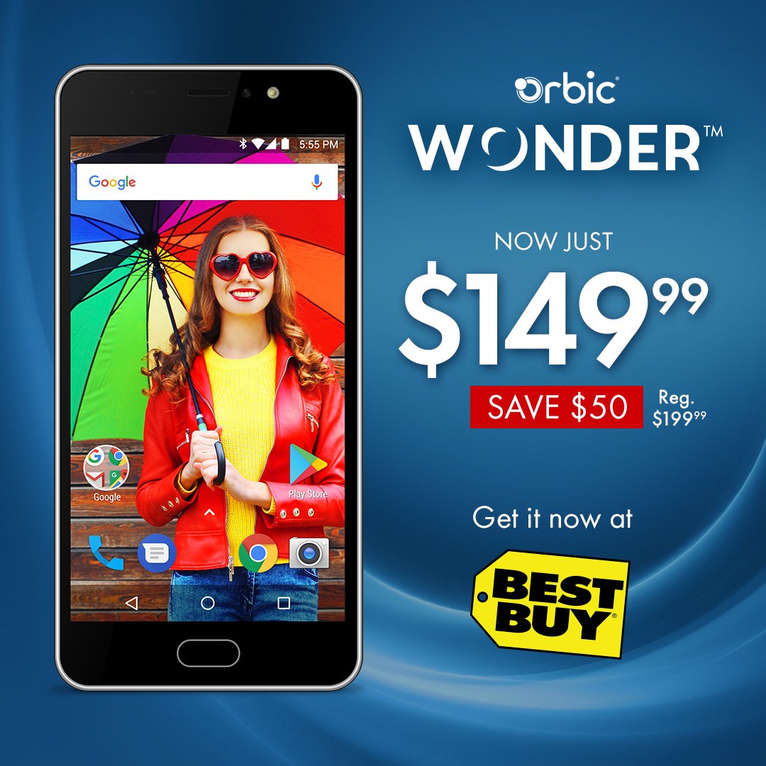 OrbicProducts's tweet image. Orbic Wonder - Now just $149.99 at @BestBuy #Unlockedphone #superfastcharge #13MPcamera #Android #Snapdragon #octacore @Qualcomm ow.ly/upmz30iuMmz