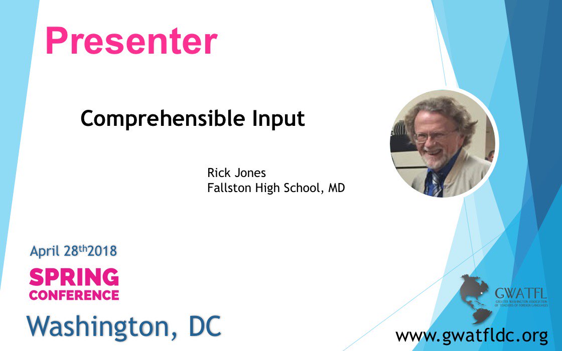 GWATFL's tweet photo. "Comprehensible Input"
Rick Jones, Fallston High School

Register for #GWATFL18 Spring Conference:  https://t.co/EG2vReKnnf   

#GWATFL https://t.co/Mgow3AhdjW