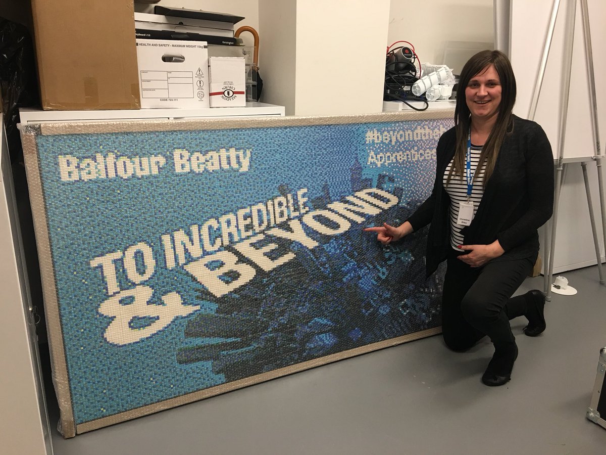 LGBTconstruct's tweet image. The @balfourbeatty @LEGO_Group “Poster” returns to our Langley Office following a successful @NAS_event and its looks amazing - To Incredible and beyond #YearOfEngineering #Apprenticeships #BuildingEquality