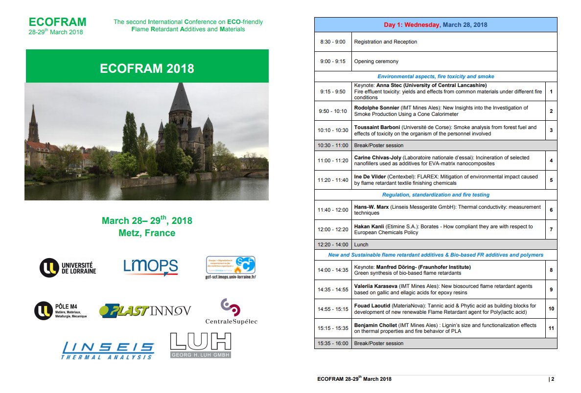 Ha_KANLI's tweet photo. On the way to #ECOFRAM2018, the international conference on Eco-friendly Flame Retardant Additives and Materials - Metz, 28-29th March 2018, France...

#BoratesAreEssential

https://t.co/k5ONGuWjUr

https://t.co/uvcS2rnpmU https://t.co/2phHaMfI9u