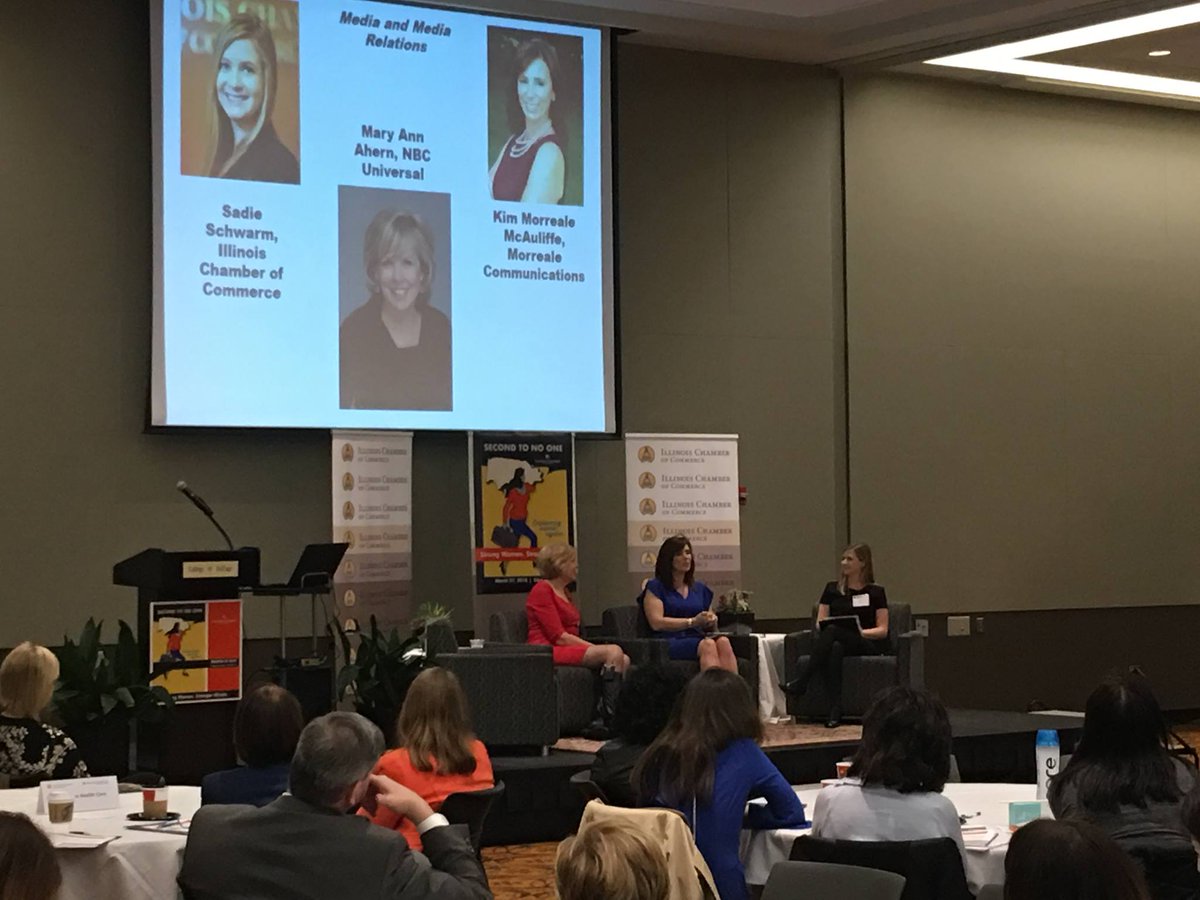 ILChamber's tweet photo. “Try to surround yourself with people who are better than you...no one is the best. You learn to be the best,” Kim McAuliffe of @MorrealeComm on leadership in the workplace. #strongwomen #strongerIL #ILWomensConf2018 https://t.co/MOAcUuXzlN
