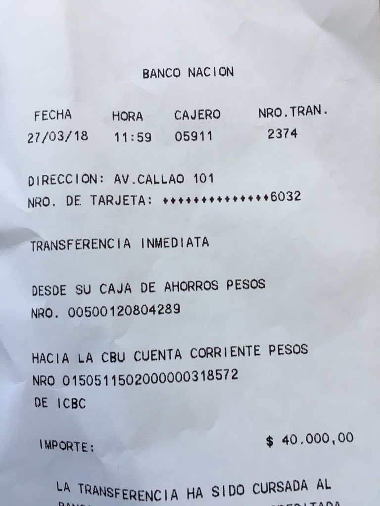 FerIglesias's tweet photo. Donación al Garrahan efectuada. Meses de diciembre, enero y febrero por un total de $105.300. A la tarde presento renuncia al cobro de pasajes por canje. Iglesias cumple. Saludos. https://t.co/3UYj8XJTH9