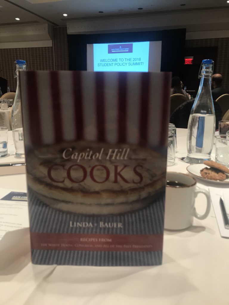rayacupler's tweet photo. Won a Capitol Hill cookbook from live tweeting the meeting😍 stay tuned for the pictures of the recipes! #StudentPolicySummit18 https://t.co/qzTHHH0JMm