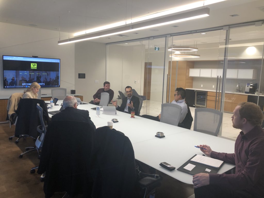 YPMerge's tweet photo. A busy morning as members of the YP Merge committee plan our first collaborative event in June.  We’re keeping the details a secret for now - but rest assured it will make a splash!  Stay tuned! 

 #yeg @BOMAnextYEG @ConsultingEngAB @udiyeg @NAIOPEdmonton @YBGbuildsYEG https://t.co/MTEIkKv6m3