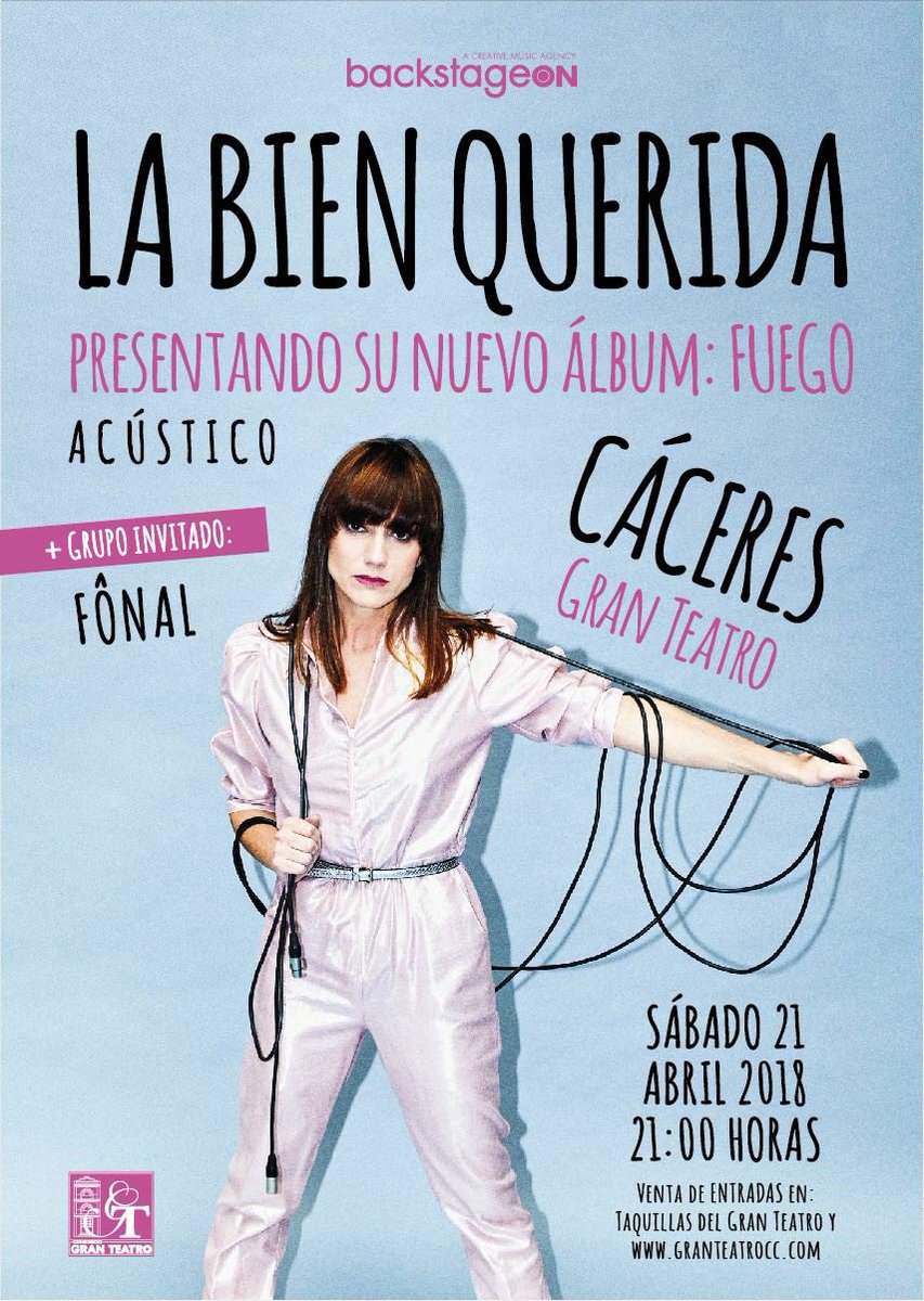 _FONAL's tweet photo. El 21 de abril tocamos tras La Bien Querida en Cáceres (Gran Teatro).

21:00 - La Bien Querida.
22:45 - Fônal.

Presentaremos el nuevo EP en nuestra ciudad.

Entradas ya a la venta en Gran Teatro https://t.co/syUe92XHg8