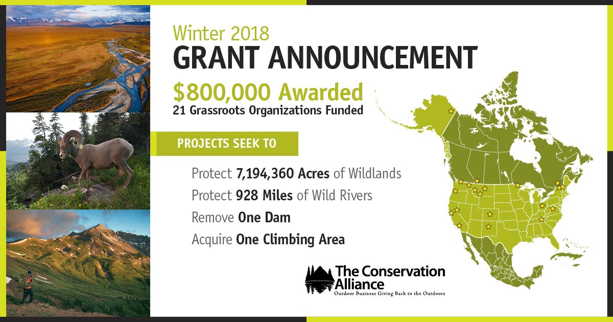 Arcteryx's tweet image. The Conservation Alliance sent grant checks to 21 grassroots orgs totaling $800,000 to support their effort to  protect wild lands and waterways. Visit the @conservationall to see if your favorite wild place is on the list! #WeKeepItWild pbxx.it/BMcpi4