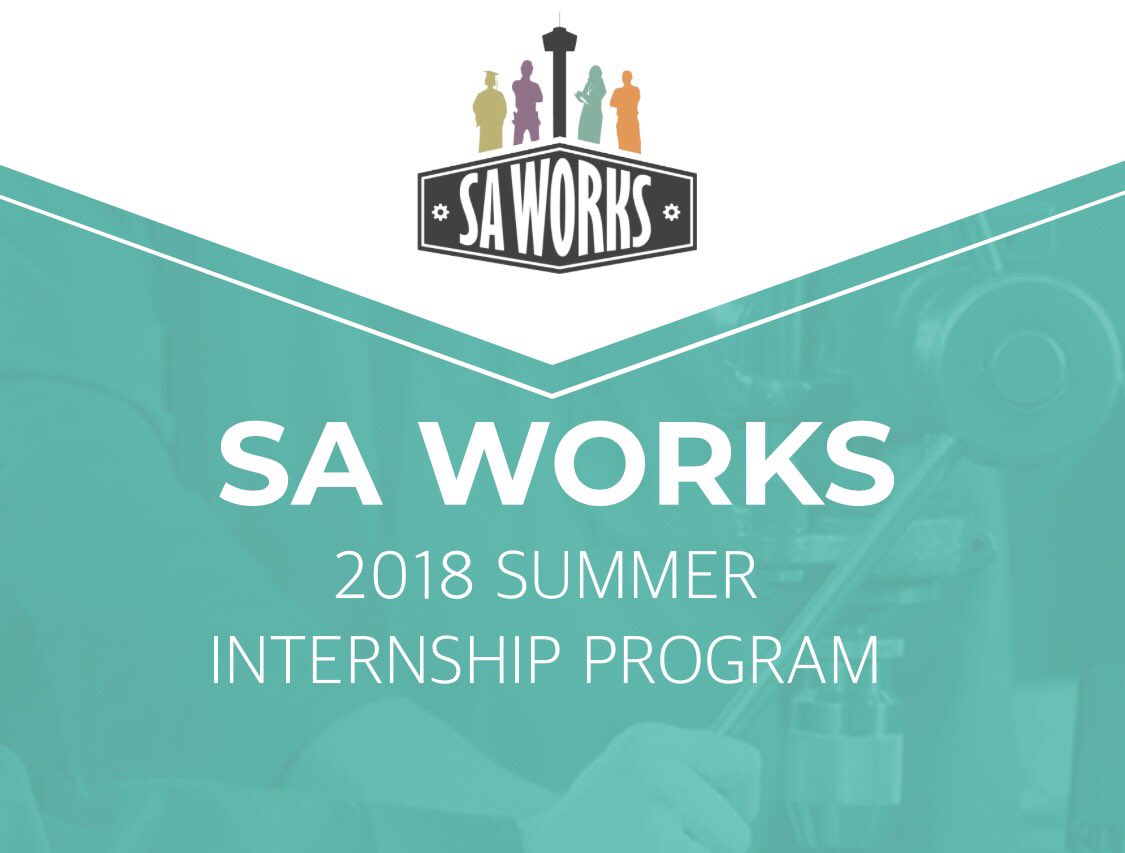 SA2020's tweet photo. Let's connect our students to careers and give them hands-on experience. The @sa_works Summer Internship Program is back and employers can get involved at https://t.co/Vc4mv9psJT! #SATX #cityontherise https://t.co/wOVxiqG7Nf
