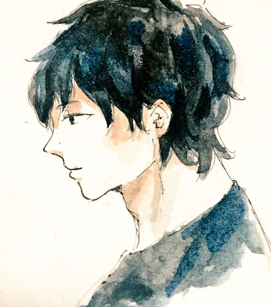 カッコいい横顔が描きたかったんだよー いまいち理想の感じの絵にならない 咲桜音 さくらね のイラスト