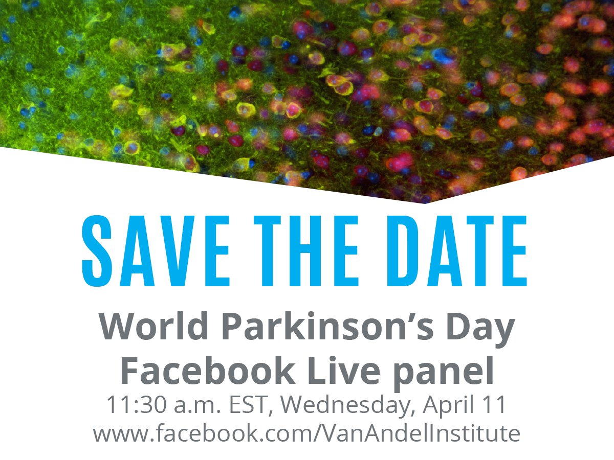 VAInstitute's tweet image. We’re going live for #WorldParkinsonsDay! Join us on our Facebook page at 11:30 am EST April 11 for a Facebook Live panel discussion on the latest advances in research and treatment. facebook.com/VanAndelInstit… #PDMonth