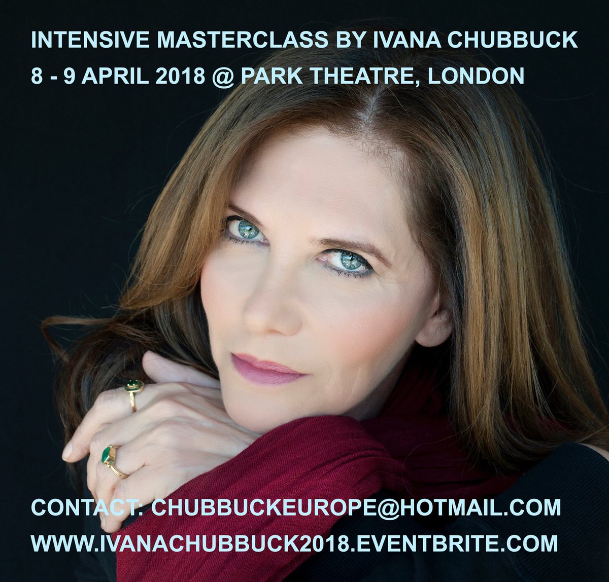 ivanachubbuck's tweet photo. #IvanaChubbuck, Hollywood's Premier Acting coach, teaches London Masterclass, 8-9 April. @Spotlightuk members get USD 40 (27GBP) discount! Info &amp; tickets: https://t.co/TtksPEzRf8 https://t.co/wTPdxgSsMW