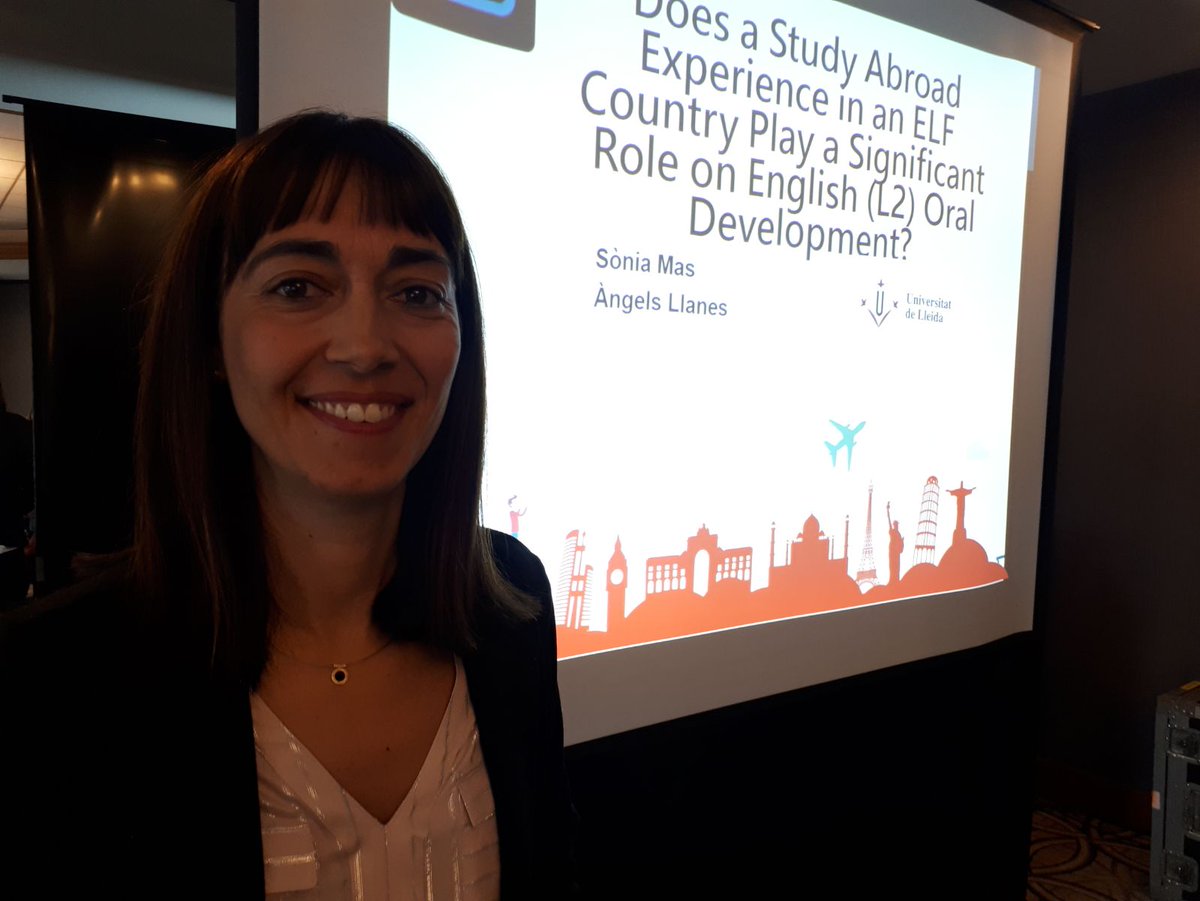 UdLCLA's tweet photo. "Does a Study Abroad Experience in an ELF Country Play a Significant Role on English (L2) Oral Development? Doctor Llanes presented her research last weekend in Chicago! Congratulations! #SA #studyabroad #ELF #Oraldevelopment #CLA #research https://t.co/04Z06eNLNM